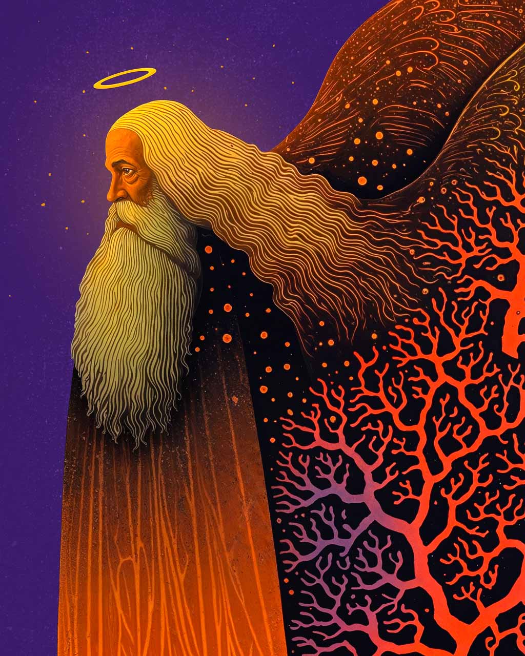 Surreal angelic figure with decaying wings and intricate details